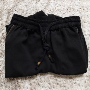 Boutique Black Jogger Pant with Gold Zipper Detail